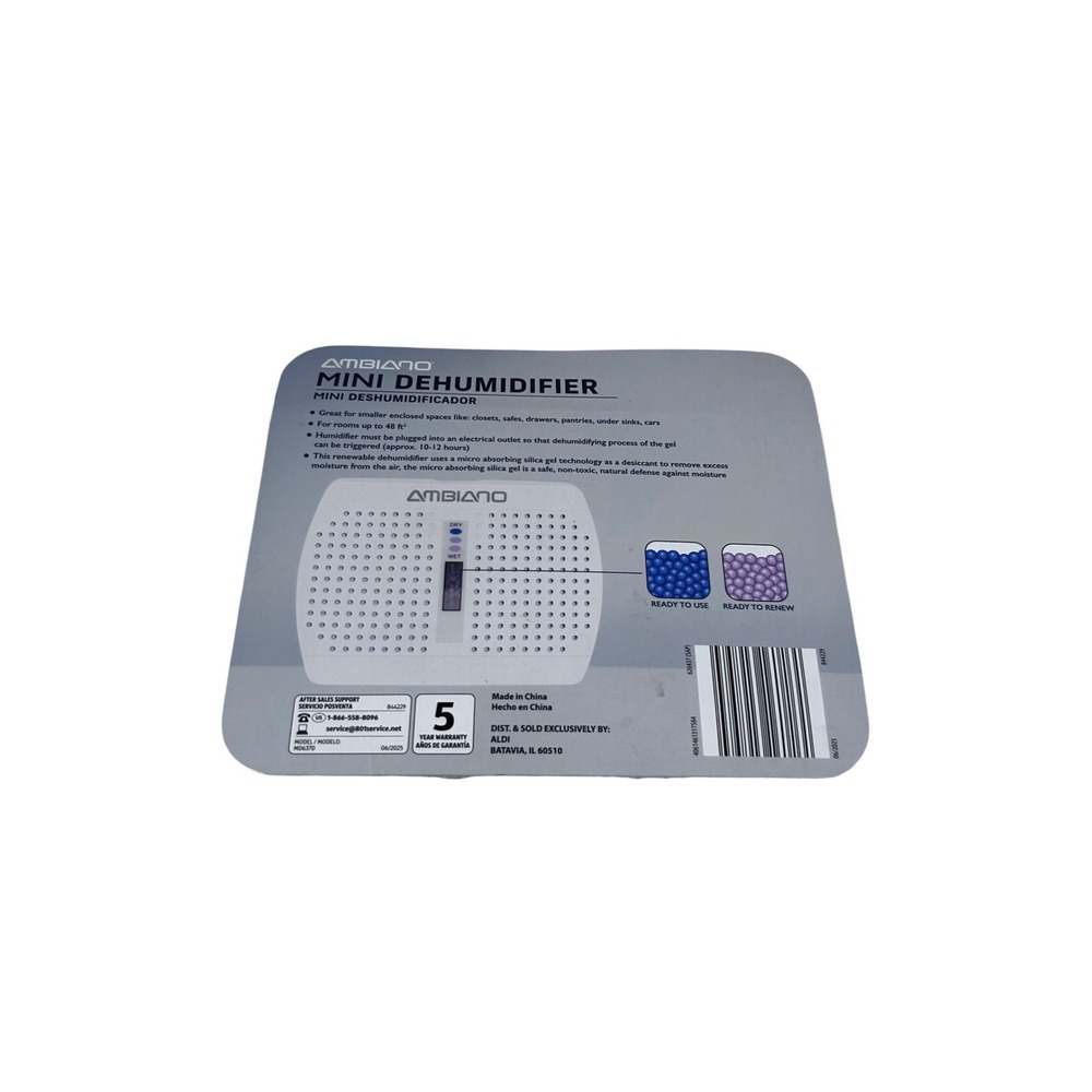 Ambiano Mini Dehumidifier OS White Renewable Silica Gel MD6370 Home